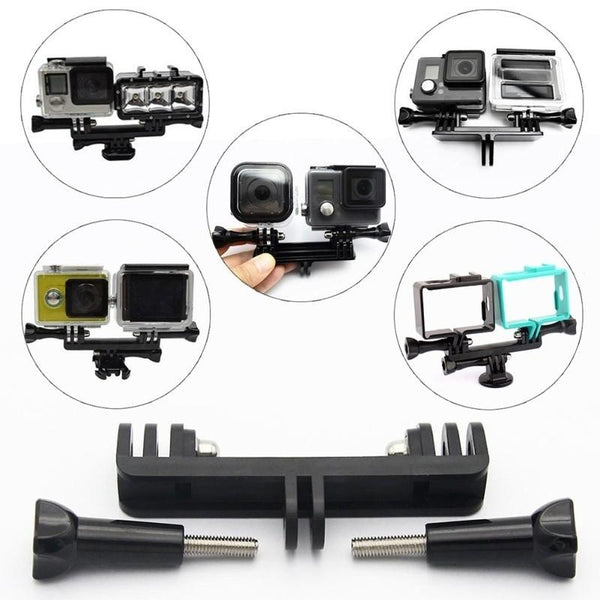 Double Mount Dual Bracket Adapter Monopod Holder For Hero 5/4/3+/3/2/1 ##