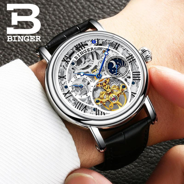 Switzerland BINGER watches men luxury brand Tourbillon Relogio Masculino water resistant Mechanical Wristwatches B-1171-4