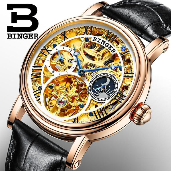 Switzerland BINGER watches men luxury brand Tourbillon Relogio Masculino water resistant Mechanical Wristwatches B-1171-2