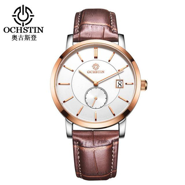 OCHSTIN Top Brand  Fashion Mens Watch Leather Band Date 5ATM Sport Watches Men Casual Roman Scale Business Quartz Wrist watches