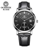 OCHSTIN Top Brand  Fashion Mens Watch Leather Band Date 5ATM Sport Watches Men Casual Roman Scale Business Quartz Wrist watches