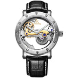 IK Luxury Automatic Mechanical Watches Men Silver Genuine Leather Skeleton Watch Clock Military Sport Watch relogios masculino