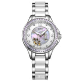 BUREI Luxury Crystal Sapphire Ladies Ceramic Band Automatic Mechanical Watch Waterproof Wristwatches With Premiums Package 15022