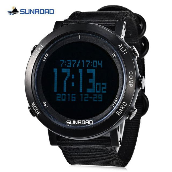 SUNROAD Outdoor Sports Watch Men Women Digital Sport Watches EL Backlight Weather Stopwatch Timer Compass Wristwatch