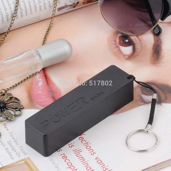 1Pcs Black Color Mobile Power Bank Key Chain USB 18650 Flat Top Battery Charger for iPhone HTC Samsung MP3