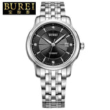 BUREI Mens Business Crystal Sapphire Stainless Steel Automatic Mechanical Watch Waterproof Wristwatch With Premiums Package 5026