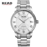 READ automatic Watches Branded Mens Classic Stainless Steel Self Wind Skeleton Mechanical Watch Fashion Cross Wristwatch R8040
