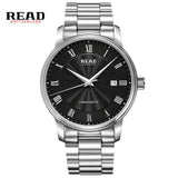 READ automatic Watches Branded Mens Classic Stainless Steel Self Wind Skeleton Mechanical Watch Fashion Cross Wristwatch R8040