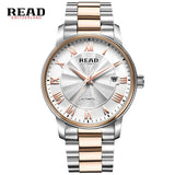 READ automatic Watches Branded Mens Classic Stainless Steel Self Wind Skeleton Mechanical Watch Fashion Cross Wristwatch R8040