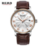READ automatic Watches Branded Mens Classic Stainless Steel Self Wind Skeleton Mechanical Watch Fashion Cross Wristwatch R8040