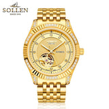luxury brand automatic mechanical watches men business dress casual diamond men's wristwatch waterproof relogio masculino