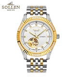 luxury brand automatic mechanical watches men business dress casual diamond men's wristwatch waterproof relogio masculino