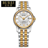 BUREI Lovers Crystal Sapphire Stainless Steel Automatic Mechanical Watch Waterproof Couple Wristwatch With Premiums Package 5017