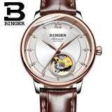 Switzerland BINGER Women's watches Ultra-thin Japan 90S5 Automatic Movemt Tourbillon sapphire Mechanical Wristwatches B-1180W