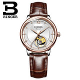 Switzerland BINGER Women's watches Ultra-thin Japan 90S5 Automatic Movemt Tourbillon sapphire Mechanical Wristwatches B-1180W