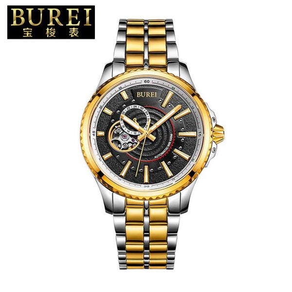 BUREI Brand Crystal Sapphire Men Sports Automatic Mechanical Watch Waterproof Male Wristwatches With Premiums Package 15009