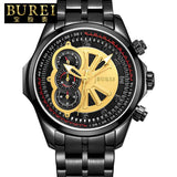 BUREI Brand Men Sapphire Crystal Casual Quartz Watch Waterproof Luminous Wristwatches With Premiums Package 17002