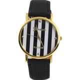 2017 Genvivia Brand 3color Quartz Watches Women Classic Stripes Print PU Leather Woman Man Analog Wrist Watch #T40 Gift