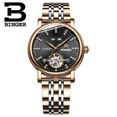 Switzerland BINGER men's watch luxury diamond Full stainless Steel sapphire Superior quality Mechanical Wristwatches B-1173-4
