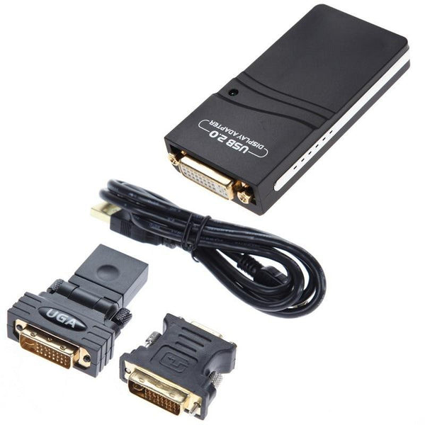 USB 2.0 UGA to DVI/VGA/HDMI Multi Display Monitor Graphic Converter Adapter for Laptop Notebook