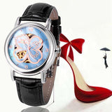 Women Business Fashion Leather Band Skeleton Mechanical Watch Relogio feminino   Feida