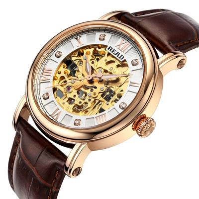 2017 READ Brand Hot Sale Sapphire Glass Skeleton Watch Man Fashion Automatic Wristwatch Self-Wind Mechanical Watch Freeshipping