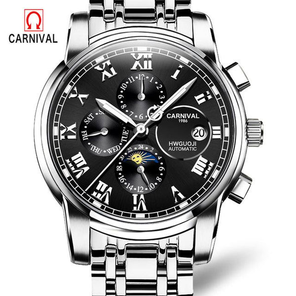 Top Brand Luxury CARNIVAL Watch Men Skeleton Automatic Mechanical Watch gold skeleton vintage watchskeleton man watch Mens Watch