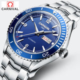 CARNIVAL Design Classic Men's Mechanical 50M Diving Series Waterproof Watches Stainless Steel Luxury Brand Watch Man Relogio