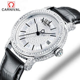 Casual Ladies Watches 2017 CARNIVAL Mechanical Watch Top Luxury Brand Lady Wrist Watch Women Crystal Diamond Women Clock relogio