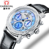 Casual Ladies Watches 2017 CARNIVAL Mechanical Watch Top Luxury Brand Lady Wrist Watch Women Crystal Diamond Women Clock relogio