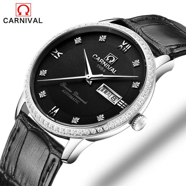 Minimalist Design Switzerland Watches Carnival Luxury Brand Leather Watch 2017 New Men Business Automatic Mechanical Watches