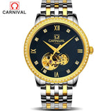 Mens Watches Top Brand Luxury Automatic Mechanical Watch Clock CARNIVAL 2017 New Series Auto Date Golden case relogio masculino