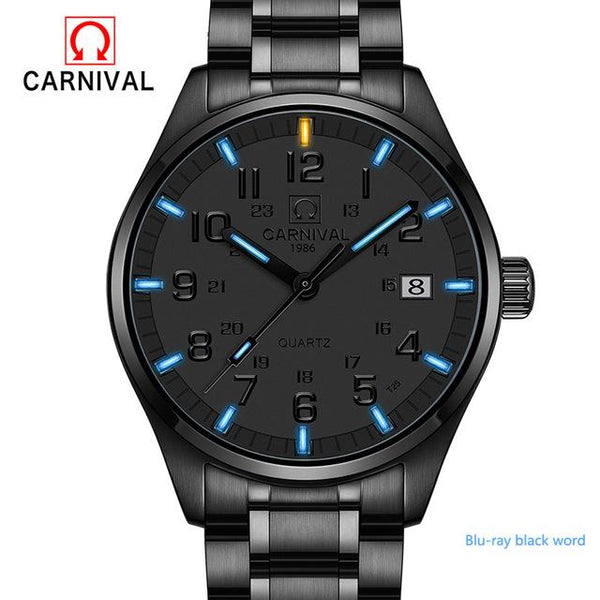 2017 New Genius Tritium Gas Carnival Luminous Watch Men Waterproof Quartz Watch Male Full Steel Military watches Natural Light