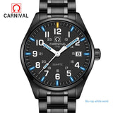 2017 New Genius Tritium Gas Carnival Luminous Watch Men Waterproof Quartz Watch Male Full Steel Military watches Natural Light