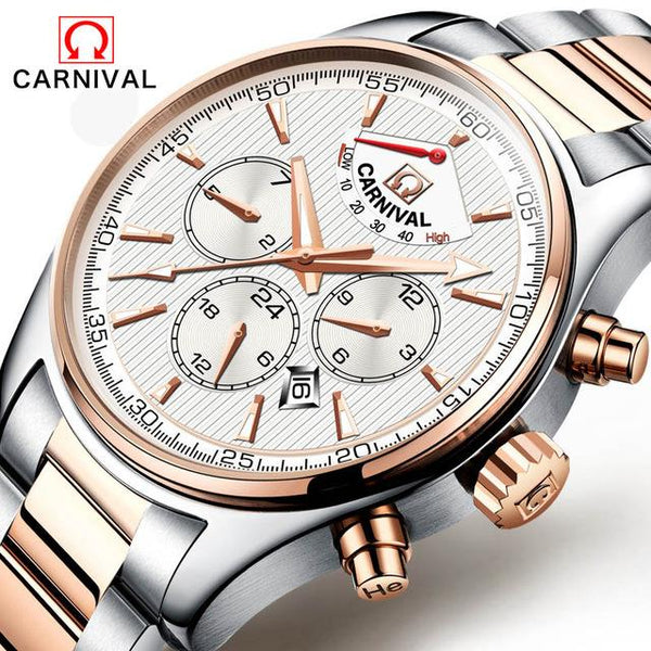 24 Jewels MIYOTA Automatic mechanical watch 50M water Top Brand Luxury CARNIVAL wristwatches mens Automatic mechanical watch