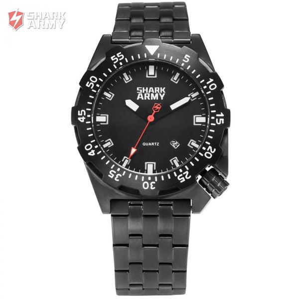 Shark Army 100m Water Resistant Black Full Steel Sport Minimalist Watch Auto Date Relogio Clock Military Wrist Watches /SAW190