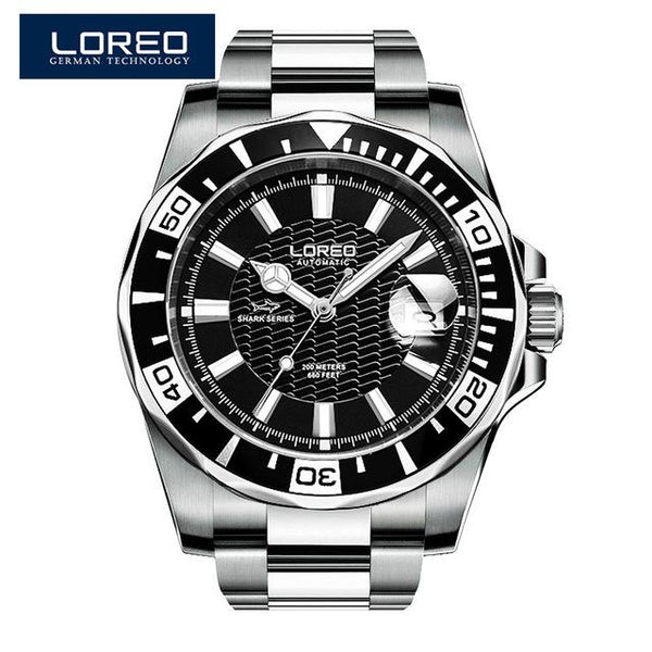 LOREO Alibaba Men Watch Luminous Auto Date Mechanical Watch Business  Wristwatch Stainless Steel Orologi Uomo Christmas Gift A45