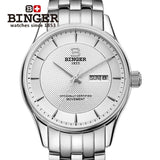 Switzerland men'swatch luxury brand Wristwatches BINGER luminous Mechanical clock full stainless steel Waterproof B5008-1
