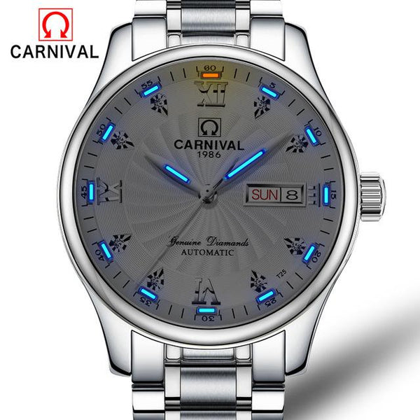 2017 New Double calendar Date Tritium Luminous Mechanical military watch waterproof 200M Sport Brand Watches Mens full steel
