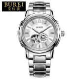 BUREI Business Men Stainless Steel Automatic Mechanical Watch Waterproof Luminous Wristwatches With Premiums Package 5012