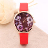 Elegant Watch Women 2017 PU Leather Wristwatch For Women Floral Clock Woman Quartz Watch Reloj mujer Montre Female #824