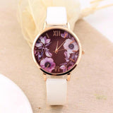 Elegant Watch Women 2017 PU Leather Wristwatch For Women Floral Clock Woman Quartz Watch Reloj mujer Montre Female #824