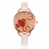 Reloj De Mujer 2017 Fashion Watches Women's Heart Pattern Faux Leather Band Quartz Analog Wrist Watch Watches montre femme #905