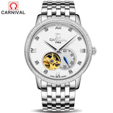 CARNIVAL 2017 gold watches Men luxury top brand stainless steel fashion skeleton automatic mechanical watches relogio masculino