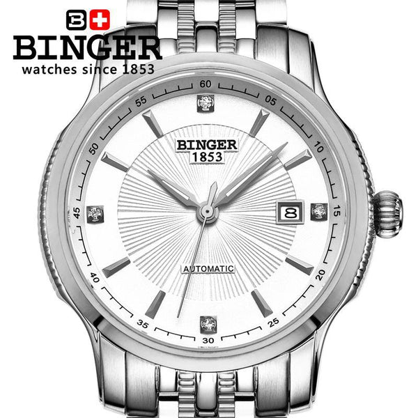 Switzerland BINGER men's watch luxury brand Mechanical Wristwatches movement full stainless steel  BG-0405