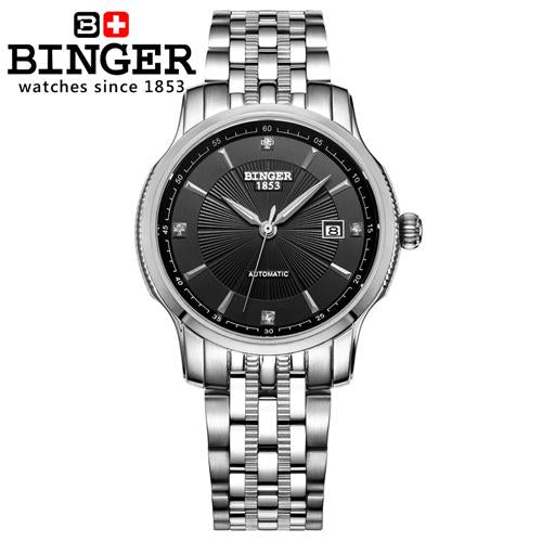 Switzerland BINGER men's watch luxury brand Mechanical Wristwatches movement full stainless steel  BG-0405-6