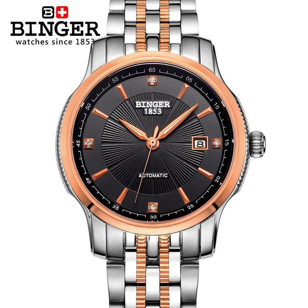Switzerland BINGER men's watch luxury brand Mechanical Wristwatches movement full stainless steel  BG-0405-4