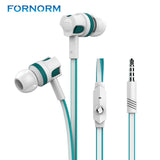 FORNORM Dual Color Aluminum Stereo Earphone Wired In-ear Heavy Bass Headset Handsfree With MIC For  iPhone  Phone