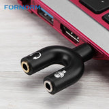 Fornorm 3.5mm Stereo Audio Splitter Headset Adapter Earphone Connector 1 Male to 2 Female Headphone with Separated Microphone