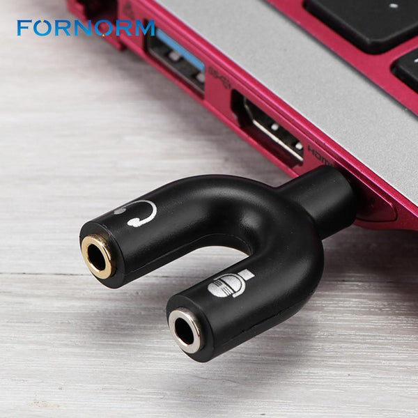 Fornorm 3.5mm Stereo Audio Splitter Headset Adapter Earphone Connector 1 Male to 2 Female Headphone with Separated Microphone